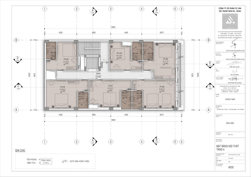 Thiết kế khách sạn mini tân cổ điển tại Ninh Bình - Giải pháp đầu tư bền vững 27 Thiết kế khách sạn mini tại Ninh Bình - Mặt bằng tầng 4