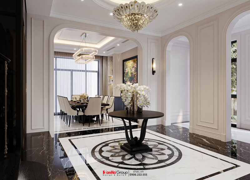 Thiết kế nội thất Vinhomes Vũ Yên Hải Phòng - Chạm cảm xúc sang trọng trong từng chi tiết 11 Sảnh phòng khách sang trọng tối giản