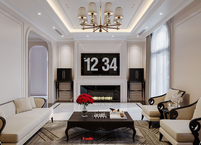 Thiết kế nội thất biệt thự tân cổ điển - Phòng khách
