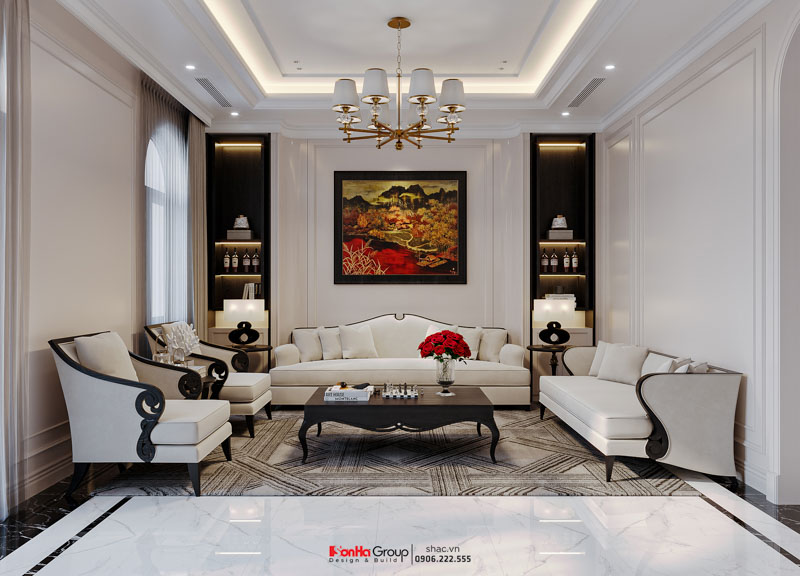 Phòng khách biệt thự tân cổ điển