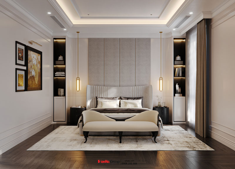 Thiết kế nội thất Vinhomes Vũ Yên Hải Phòng - Chạm cảm xúc sang trọng trong từng chi tiết 12 Phòng ngủ - sự tĩnh lặng của tân cổ điển