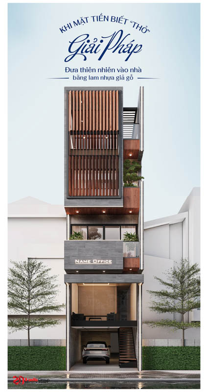 Khi mặt tiền biết thở - Giải pháp đưa thiên nhiên vào nhà bằng lam nhựa giả gỗ là bí quyết giúp nhà ống 5 tầng luôn thoáng đãng 1