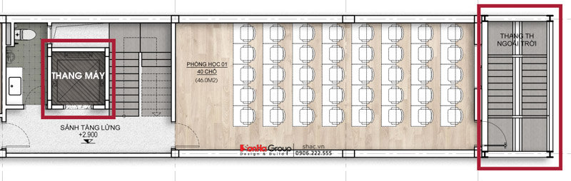 Thang thoát hiểm ngoài trời và vai trò của thang máy trong thiết kế nhà ống