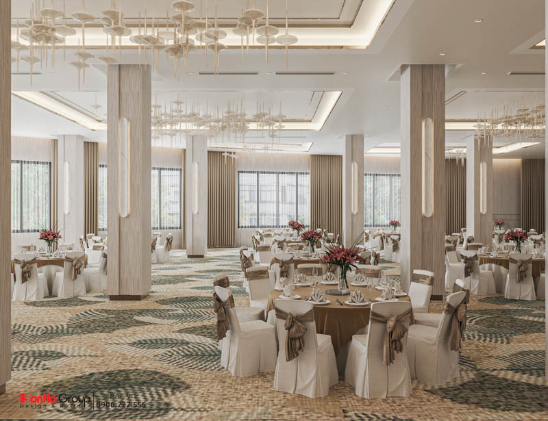 Thiết kế nhà hàng tiệc cưới Sao Đỏ Palace - Hộp quà phát sáng giữa lòng Chí Linh 56 Thiết kế nhà hàng tiệc cưới Sao Đỏ Palace tone Beige - Gold