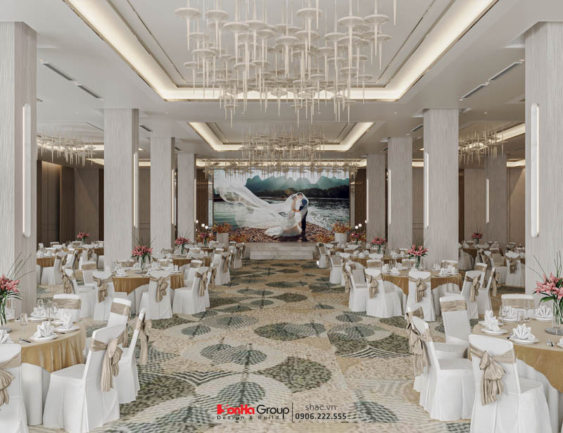 Thiết kế nhà hàng tiệc cưới Sao Đỏ Palace - Hộp quà phát sáng giữa lòng Chí Linh 54 Phòng hội trường cưới tầng 1 Sao Đỏ Place