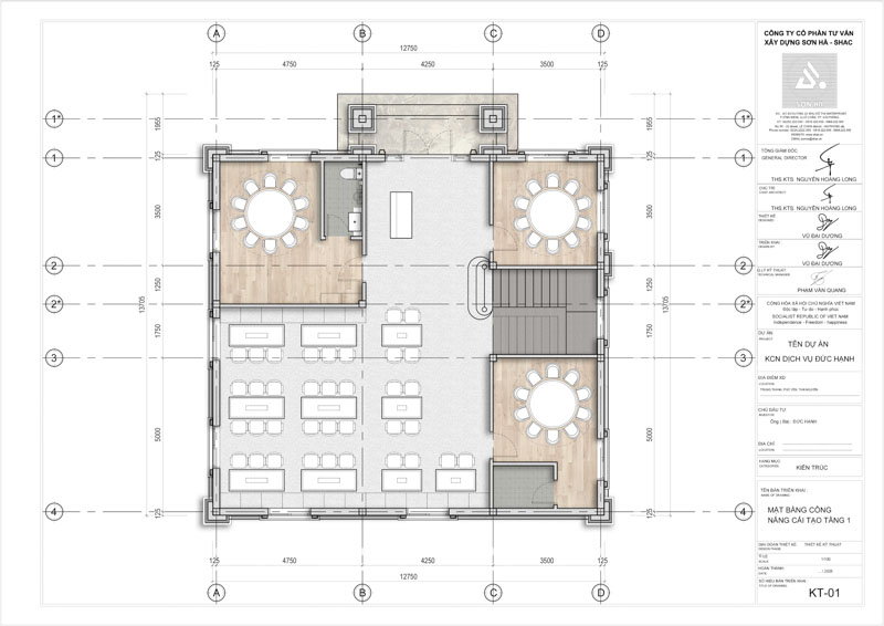 Thiết kế nhà hàng Đức Hạnh - Mặt bằng tầng 1