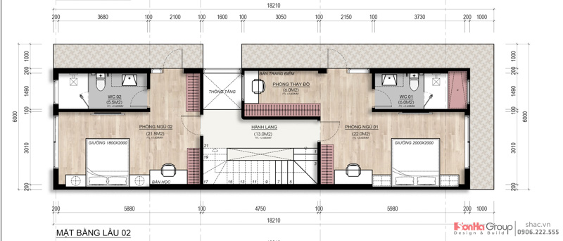 Mẫu thiết kế biệt thự 3 tầng hiện đại tại Vũng Tàu - Không gian sống phá cách với sân BBQ trên tầng thượng của nữ gia chủ trẻ 22 Mặt bằng tầng 2