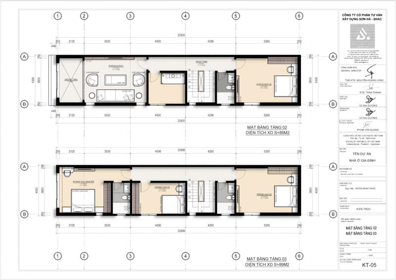 Đặt phòng thờ dưới phòng ngủ - Gia chủ phá vỡ lối mòn phong thủy trong thiết kế nhà ống tân cổ điển 3 tầng 13 Thiết kế nhà ống tân cổ điển 3 tầng - Mặt bằng tầng 2-3