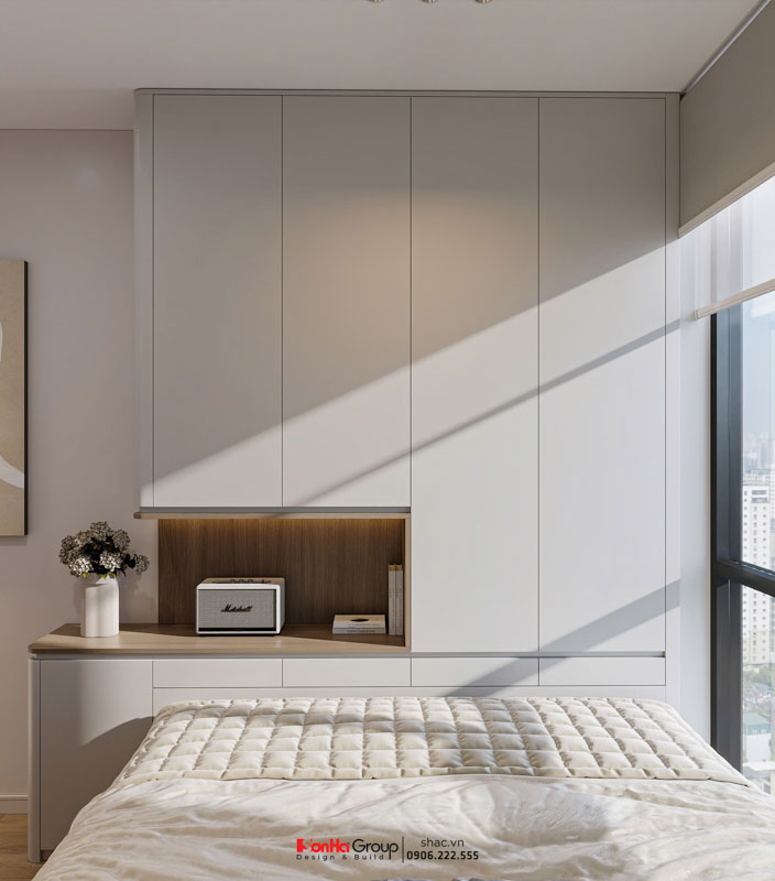 Thiết kế nội thất chung cư Sentosa Sky Park - Không gian sống hiện đại, tinh tế và tối ưu 47 Thiết kế nội thất tận dụng mọi mảng tường để làm tủ đồ tăng không gian lưu trữ