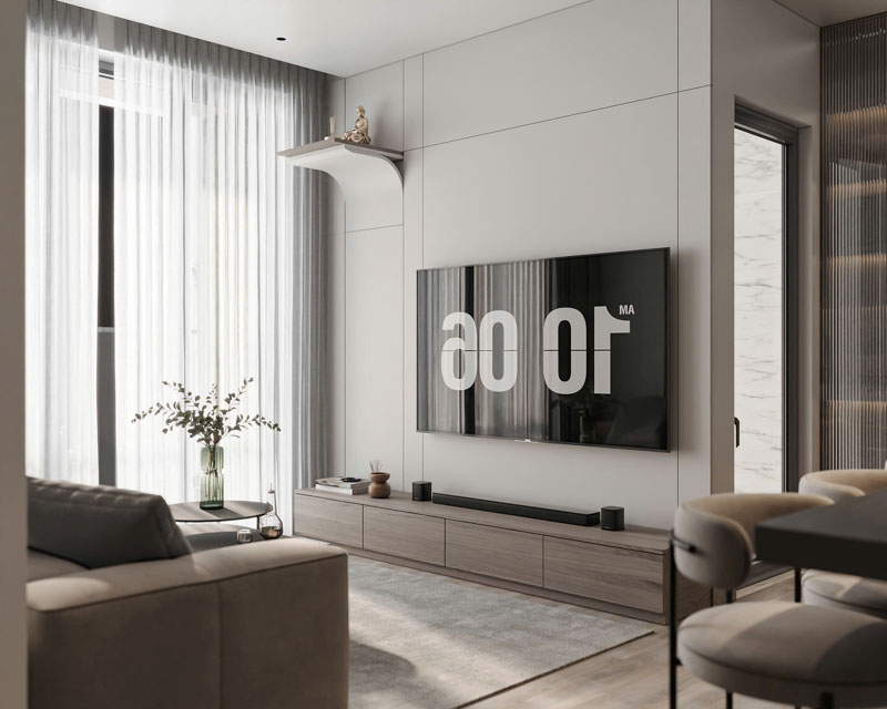 Thiết kế nội thất chung cư Sentosa Sky Park - Không gian sống hiện đại, tinh tế và tối ưu 38 Thiết kế phòng khách - bếp nối liền giúp mở rộng không gian