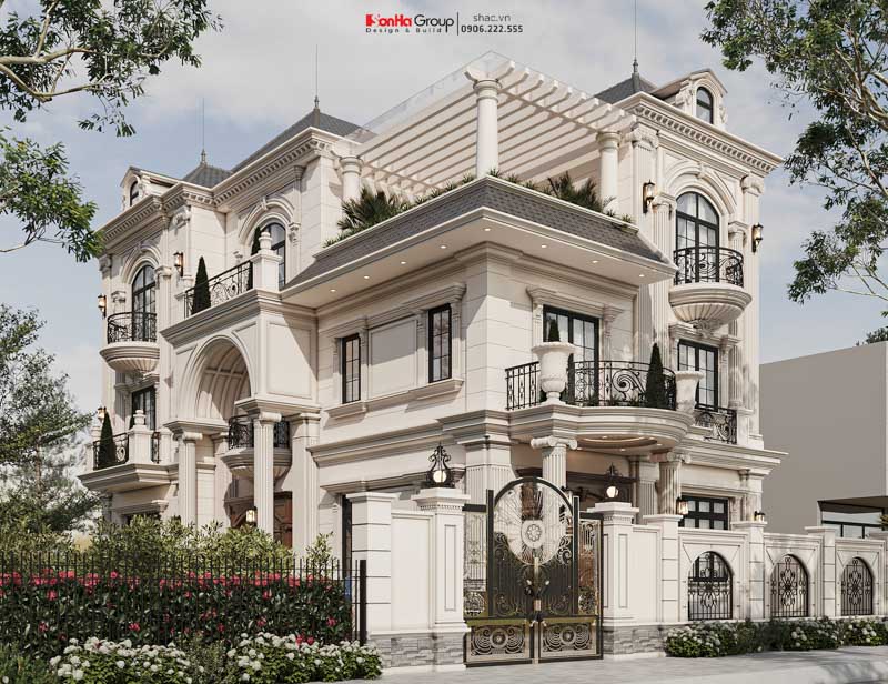 Mẫu biệt thự 3 tầng tân cổ điển hợp phong thuỷ tuổi Bính Dần 1986 - Sơn Hà Group kiến tạo không gian sống vượng khí 31 Biệt thự tân cổ điển 3 tầng nhìn từ ngoại thất