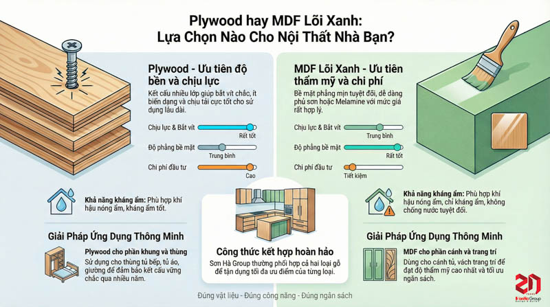 Nên dùng gỗ Plywood hay MDF lõi xanh chống ẩm cho nội thất gia đình? 4 Nên dùng gỗ Plywood hay MDF lõi xanh chống ẩm cho nội thất gia đình?
