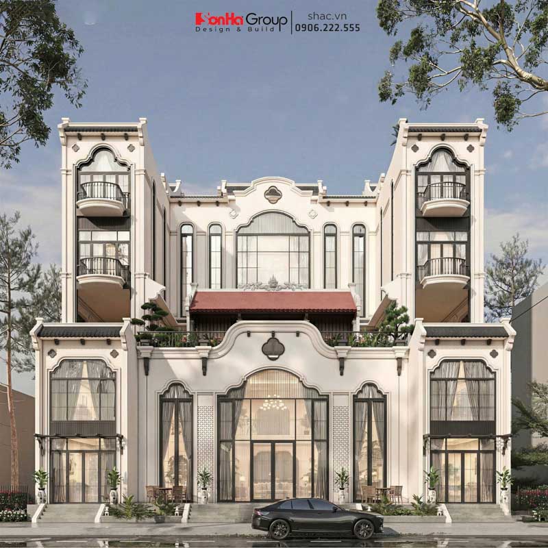 Thiết kế biệt thự Indochine 5 tầng 1 tum tại Huế - Giải pháp nhà ở kết hợp kinh doanh homestay | Sơn Hà Group 1 Thiết kế biệt thự Indochine 5 tầng 1 tum tại Huế