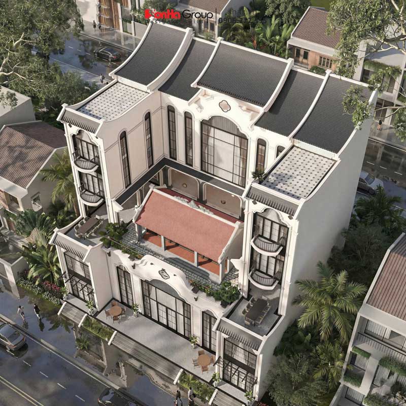 Thiết kế biệt thự Indochine 5 tầng 1 tum tại Huế - Giải pháp nhà ở kết hợp kinh doanh homestay | Sơn Hà Group 2 Giải pháp thiết kế biệt thự phong cách Indochine kết hợp khai thác homestay