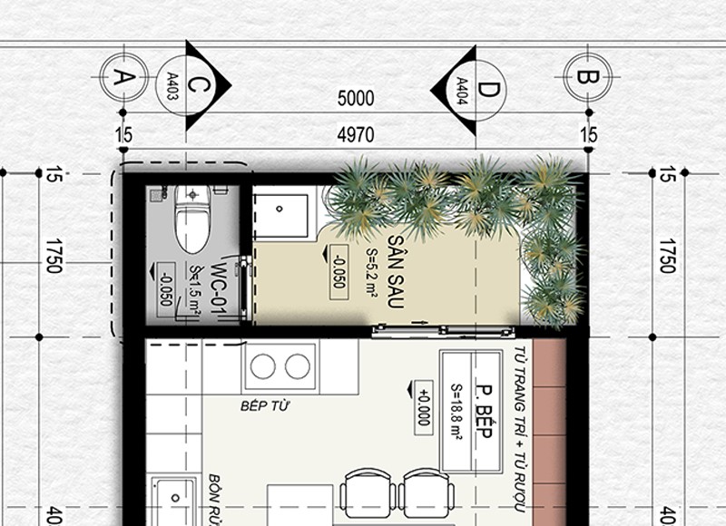 Sân sau - Khoảng thở quý giá cho nhà ống 5x20