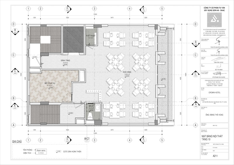 Thiết kế Crown Hotel 10 tầng tại Hưng Yên mặt bằng tầng 10