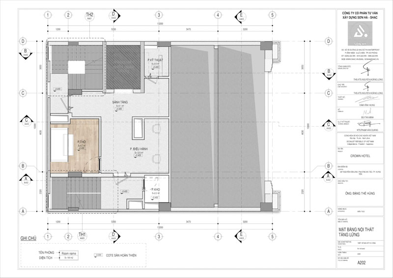Thiết kế Crown Hotel 10 tầng tại Hưng Yên mặt bằng tầng lửng