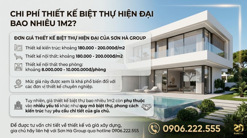 Chi phí thiết kế biệt thự hiện đại bao nhiêu 1m2 - Sơn Hà Group