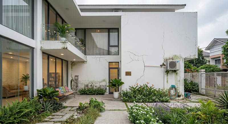 Biệt thự xây dựng không xử lý chống thấm ngay từ đầu dẫn tới nứt tường, ẩm mốc trong quá trình sử dụng