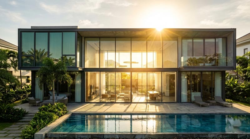 Thiết kế nhà hướng tây nhưng có quá nhiều kính