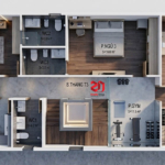 Mặt bằng nhà phố 4 tầng hiện đại tại Quảng Ninh - tầng 3