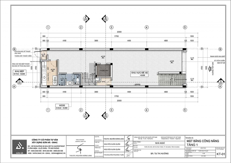 Mẫu thiết kế khách sạn mini 100m2 tại Hà Giang - Không gian lưu trú mang màu của đất 80 Mẫu thiết kế khách sạn mini 100m2 tại Hà Giang - Mặt bằng tầng 1