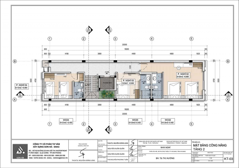 Mẫu thiết kế khách sạn mini 100m2 tại Hà Giang - Không gian lưu trú mang màu của đất 82 Mẫu thiết kế khách sạn mini 100m2 tại Hà Giang - Mặt bằng tầng 2