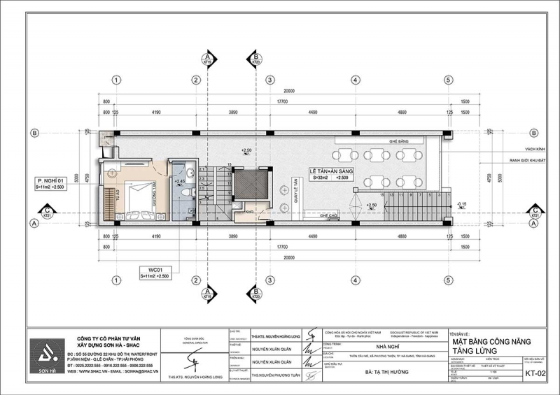 Mẫu thiết kế khách sạn mini 100m2 tại Hà Giang - Không gian lưu trú mang màu của đất 81 Mẫu thiết kế khách sạn mini 100m2 tại Hà Giang - Mặt bằng tầng lửng