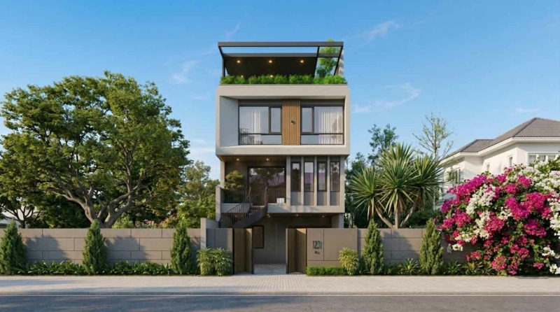 Thiết kế nhà phố 4 tầng hiện đại tại Quảng Ninh - Tối ưu mặt tiền, nâng tầm trải nghiệm sống