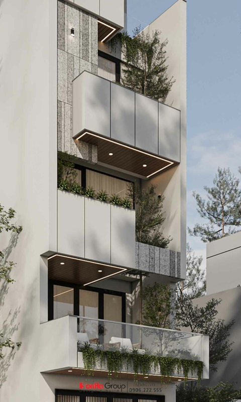 Cách thiết kế nhà phố mặt tiền hẹp - tối ưu từng mét vuông sử dụng khoa học và hiện đại 23 Giếng trời, cửa kính lớn và ban công là những yếu tố quan trọng giúp cải thiện chất lượng không gian sống.