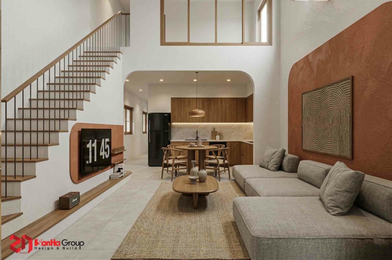 Mẫu thiết kế nhà cấp 4 đẹp 1,5 tầng 3 phòng ngủ chỉ từ 900 triệu 28 Giải pháp không gian mở cho nhà cấp 4 gác lửng