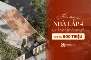 Mẫu thiết kế nhà cấp 4 đẹp 1,5 tầng 3 phòng ngủ chỉ từ 900 triệu