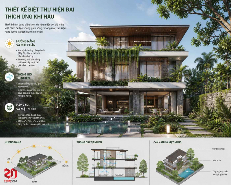 Thiết kế biệt thự hiện đại: Xu hướng không chỉ nằm ở vẻ ngoài 8 Thiết kế biệt thự hiện đại thích ứng khí hậu