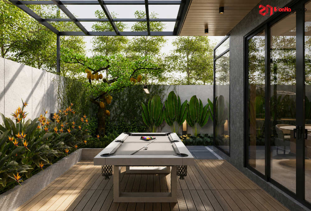 Giải pháp không gian cho mẫu nhà 4 tầng mái Nhật tại Vinhomes Vũ Yên 62 Sân vườn xanh mát là 1 trong những yêu cầu mà chủ đầu tư đặc biệt dặn dò các KTS của Sơn Hà khi thiết kế nội thất biệt thự Vinhomes Vũ Yên