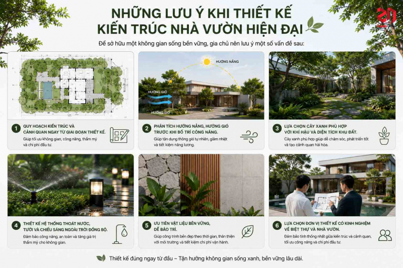 Kiến trúc nhà vườn hiện đại - Xu hướng sống xanh nâng tầm chất lượng cuộc sống 11 Những lưu ý khi thiết kế kiến trúc nhà vườn hiện đại