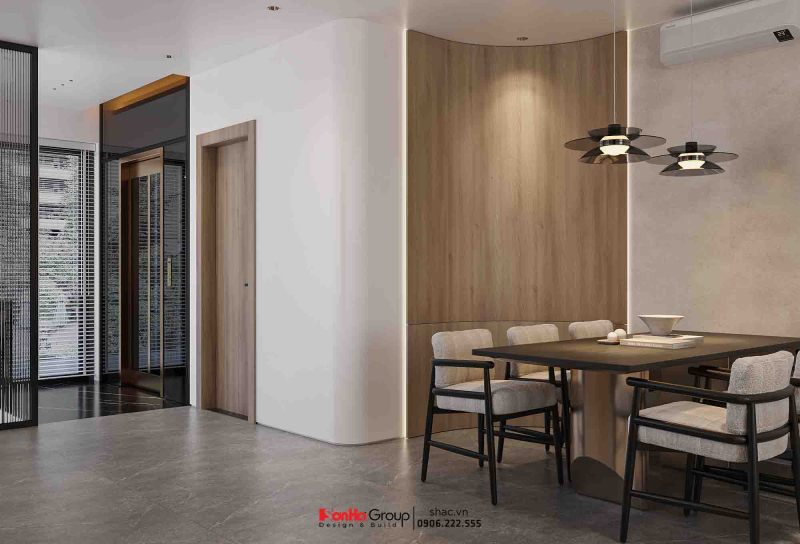 Thiết kế nội thất Vinhomes Vũ Yên Hải Phòng - Giải pháp không gian linh hoạt cho biệt thự 3 tầng 46 Cầu thang đặt cuối nhà giúp không gian liền mạch hơn