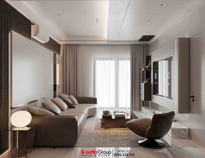 Thiết kế nội thất Vinhomes Vũ Yên: Giải pháp nào giúp nhà 2 tầng vừa đủ 3 phòng ngủ vừa tối ưu không gian kinh doanh? 84 Thiết kế phòng khách hiện đại là không gian sinh hoạt chung của gia đình