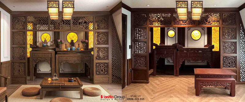 Thi công nội thất trọn gói Hải Phòng cho nhà 4 tầng, 6 phòng ngủ 45 HÌnh ảnh phòng thờ trong thiết kế và hoàn thiện thực tế