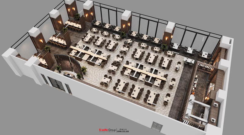 Thiết kế nhà hàng buffet khách sạn Hương Lan Hạ Long - Cách KTS giải bài toán về diện tích và tối ưu trải nghiệm 26 Mặt bằng nhà hàng buffet khách sạn Hương Lan