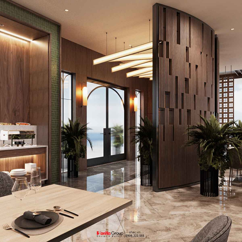 Thiết kế nhà hàng buffet khách sạn Hương Lan Hạ Long - Cách KTS giải bài toán về diện tích và tối ưu trải nghiệm 2