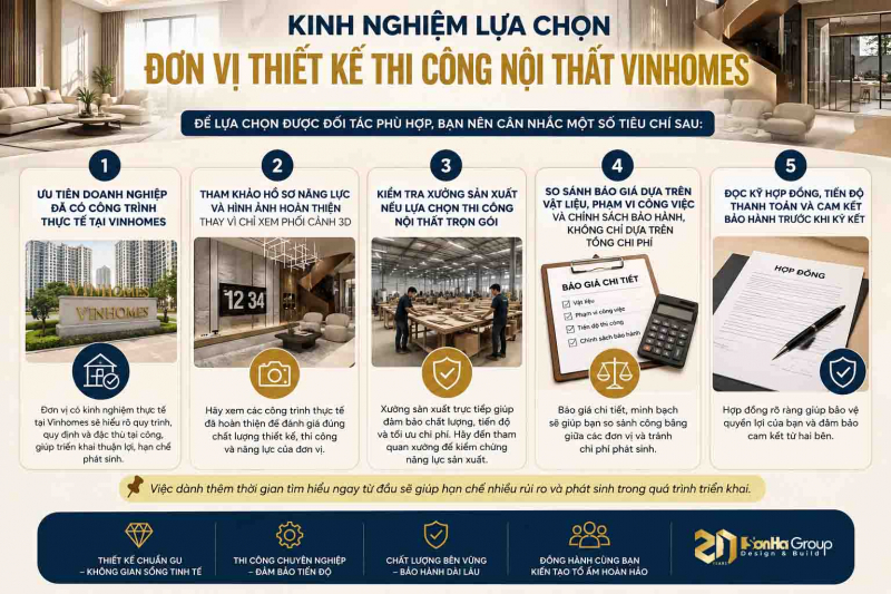 Top 5 đơn vị thiết kế thi công nội thất Vinhomes uy tín tại Hải Phòng - Cập nhật mới nhất 2026 10 Kinh nghiệm lựa chọn đơn vị thiết kế thi công nội thất Vinhomes