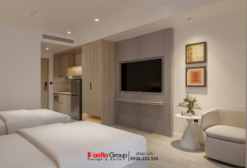 Thiết kế khách sạn mini Hưng Thịnh: Thiết kế phải đi kèm với lợi nhuận kinh tế 93 Căn hộ studio tích hợp bếp nấu dành cho khách thuê dài ngày