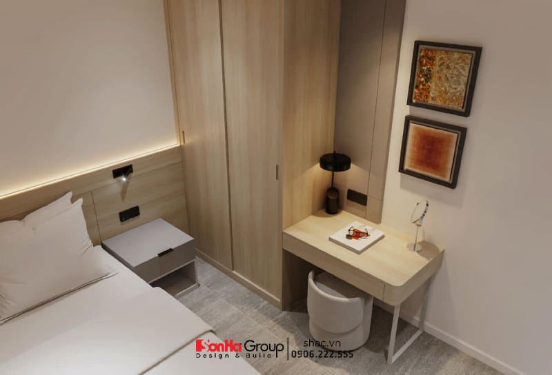 Thiết kế khách sạn mini Hưng Thịnh: Thiết kế phải đi kèm với lợi nhuận kinh tế 95 Thiết kế khách sạn mini Hưng Thịnh với bàn làm việc nhỏ trong căn hộ studio dành cho khách thuê dài hạn
