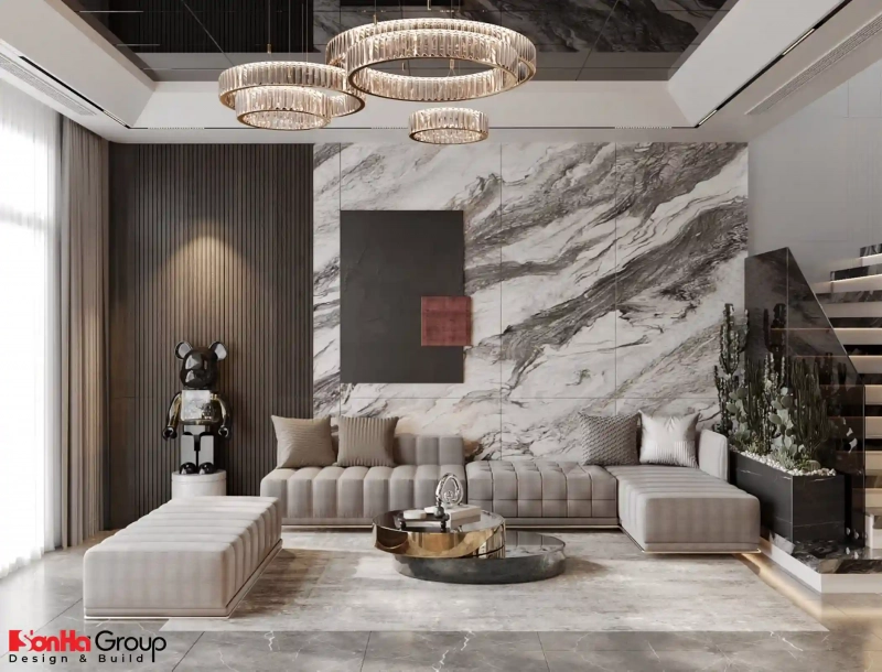 Bất ngờ với giải pháp thiết kế nội thất Vinhomes Vũ Yên khoa học cho nhà Đảo Vua có 5 con 89 Bộ sofa màu ghi sáng tôn nên vẻ đẹp cho căn phòng