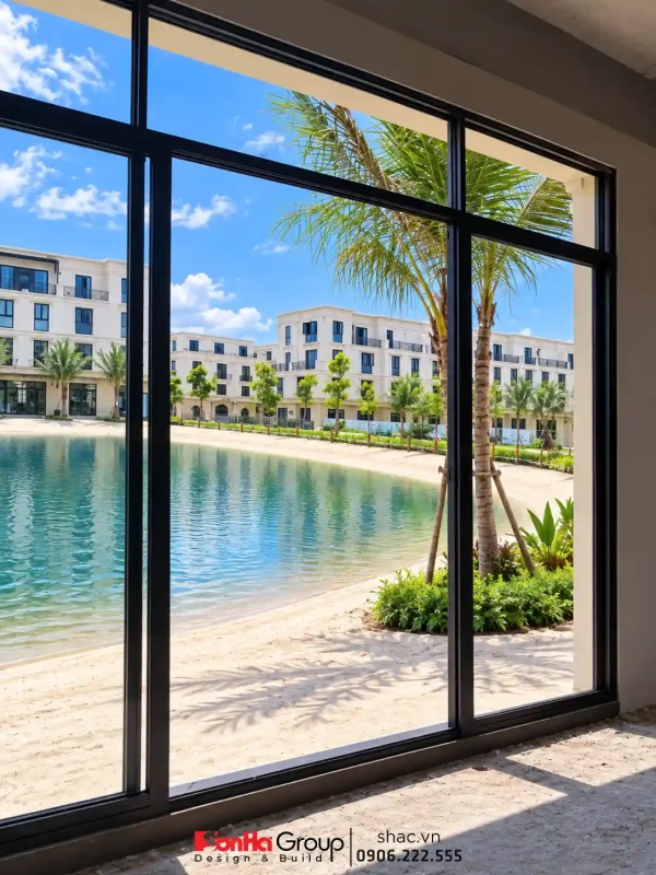 Thiết kế nội thất Vinhomes Vũ Yên - biệt thự song lập hướng biển với 7 điểm đắt giá 91 Địa thế sông xanh trước mắt - biển xanh sau nhà là nguồn cảm hứng cho thiết kế căn nhà này