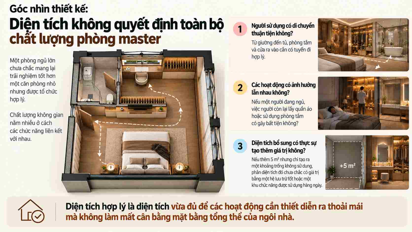 Phòng ngủ master bao nhiêu m2 là hợp lý? Cách tính diện tích chuẩn khi thiết kế 26 Diện tích không quyết định toàn bộ chất lượng phòng master