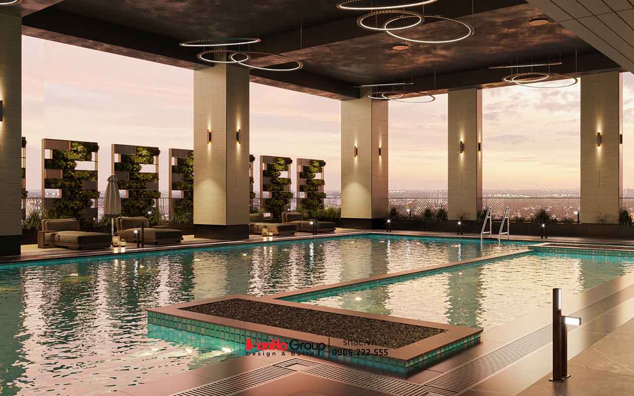 Thiết kế bể bơi khách sạn Hương Lan: Bên cạnh thẩm mỹ là bài toán về 420 tấn nước trên đỉnh của tòa nhà 10 tầng 33 Chống thấm là bước vô cùng quan trọng trong thiết kế bể bơi khách sạn cao tầng