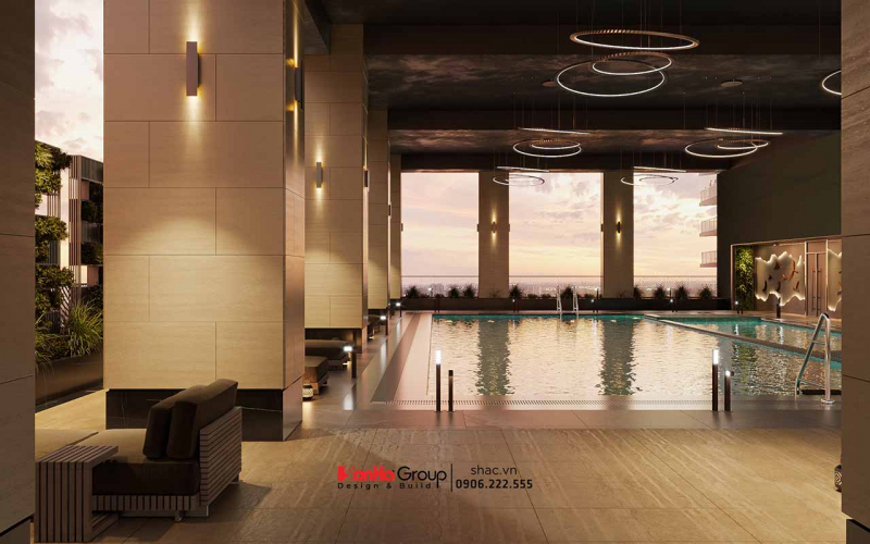 Thiết kế bể bơi khách sạn Hương Lan: Bên cạnh thẩm mỹ là bài toán về 420 tấn nước trên đỉnh của tòa nhà 10 tầng 11