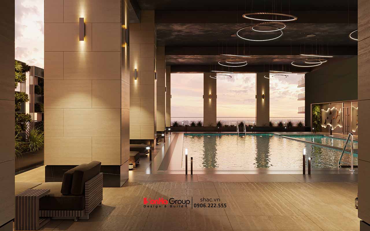 Thiết kế bể bơi khách sạn Hương Lan: Bên cạnh thẩm mỹ là bài toán về 420 tấn nước trên đỉnh của tòa nhà 10 tầng 37 Mẫu bể bơi khách sạn đẹp tại Hạ Long Quảng Ninh