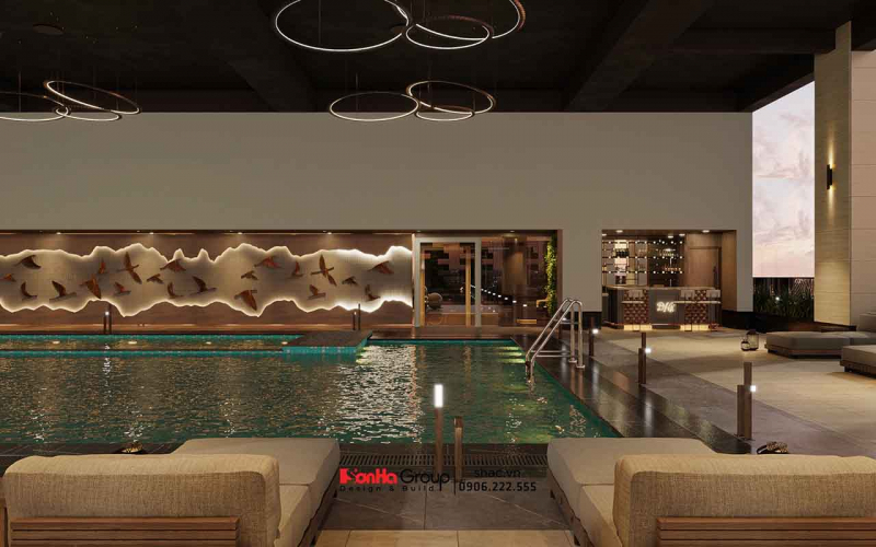 Thiết kế bể bơi khách sạn Hương Lan: Bên cạnh thẩm mỹ là bài toán về 420 tấn nước trên đỉnh của tòa nhà 10 tầng 14